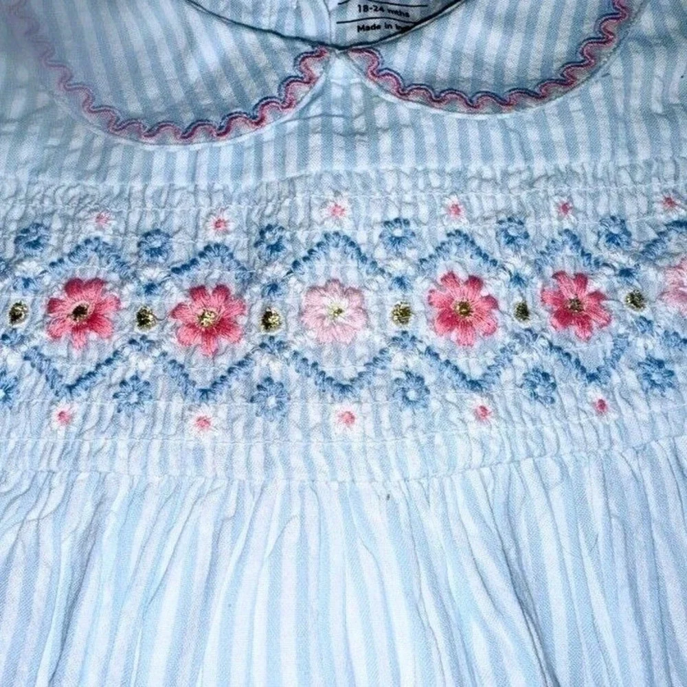 Marks and Spencer 18 24M Dress Pure‎ Cotton Smocked Embroidered 18-24 months
